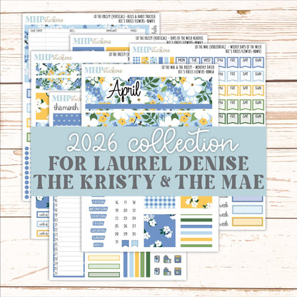 APRIL 2026 Stickers for the Mae & Kristy Laurel Denise Planners (Book Bound Planner) "Bee's Knees Flowers" || BB