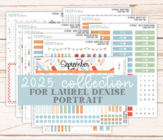 SEPTEMBER 2025 Stickers for The Scout Laurel Denise Planner (formerly Portrait Planner). "School Days" || PT