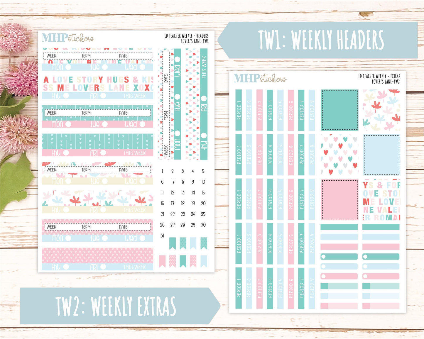 FEBRUARY Stickers for The Valerie Laurel Denise Planner (Formerly Teacher Planner) "Lover's Lane" || TLL