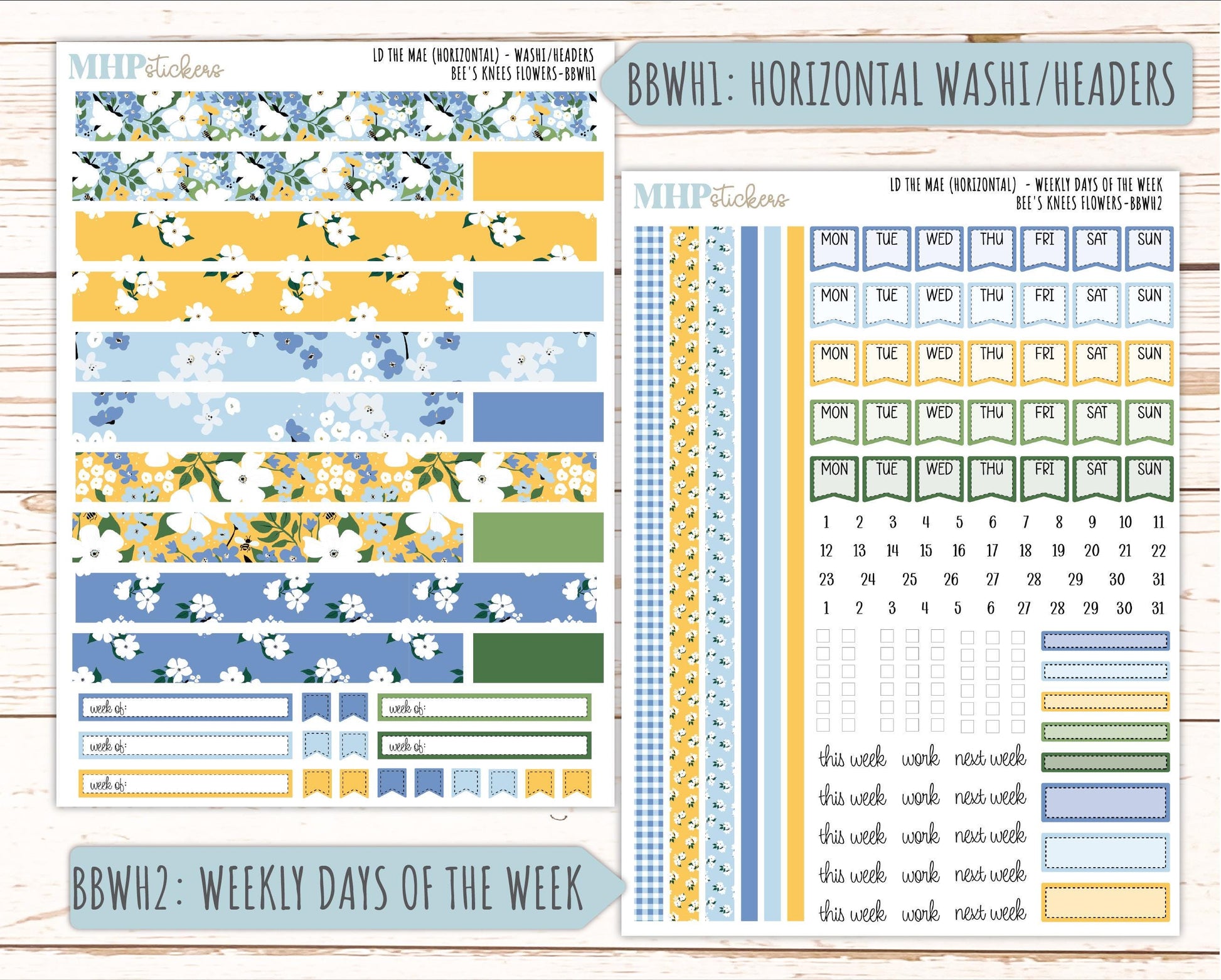 APRIL 2026 Stickers for the Mae & Kristy Laurel Denise Planners (Book Bound Planner) "Bee's Knees Flowers" || BB