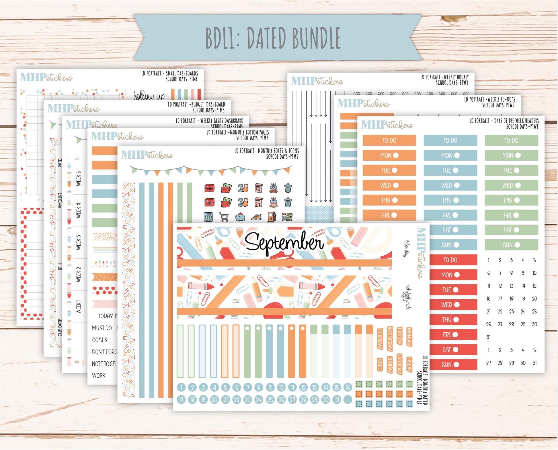 SEPTEMBER 2025 Stickers for The Scout Laurel Denise Planner (formerly Portrait Planner). "School Days" || PT