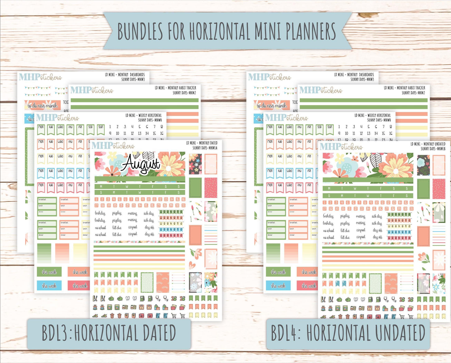 AUGUST 2025 Stickers for Small Horizontal & Vertical Laurel Denise Planners. (Formerly Mini Planner) "Sunny Days" || MNSD