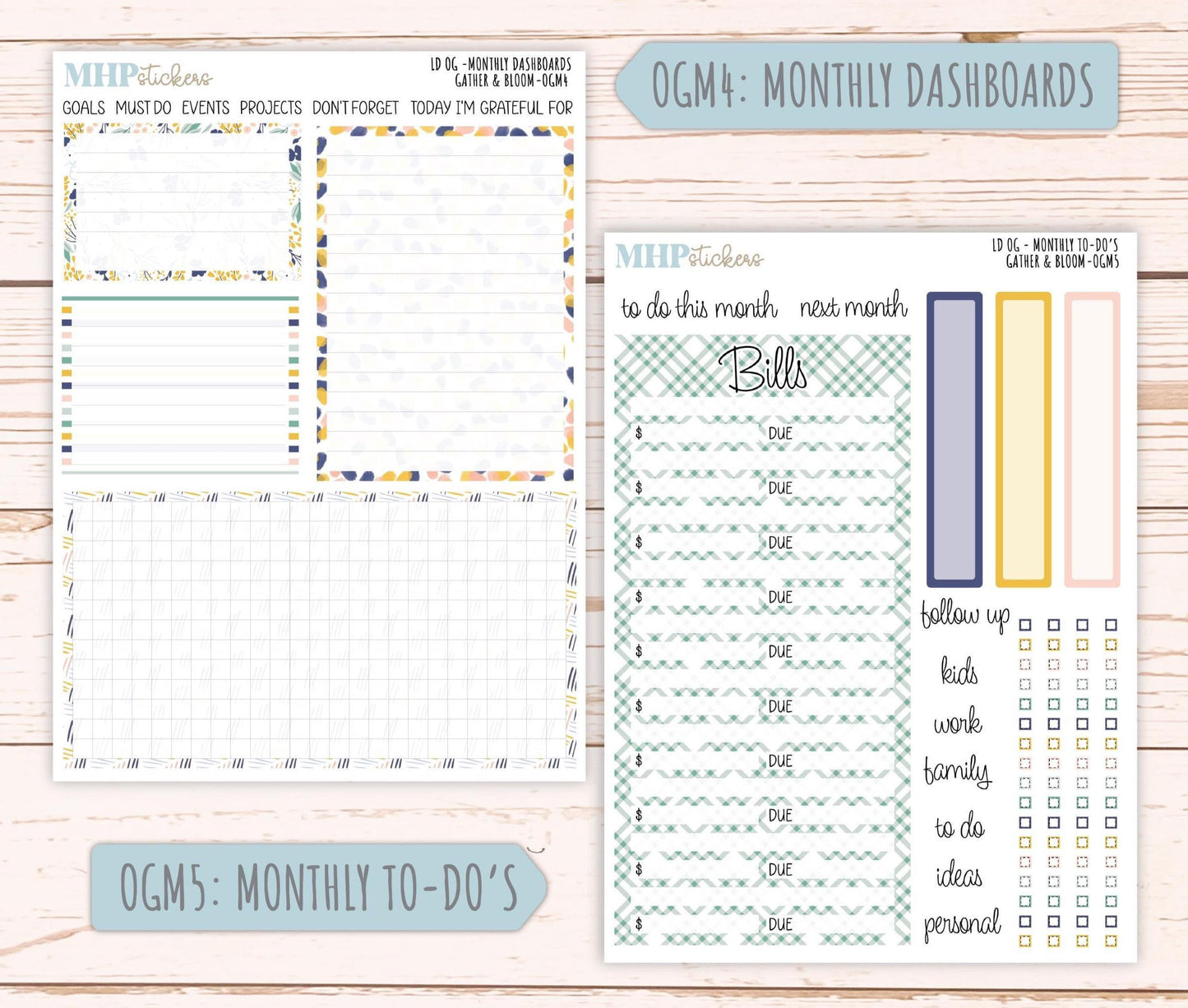 SEPTEMBER 2025 Stickers for Large size Horizontal & Vertical Laurel Denise Planners. (Formerly Original Size) "Gather and Bloom" || OG