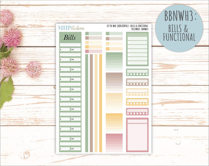 DECEMBER Stickers for The Mae & Kristy Laurel Denise Planners (formerly Book Bound Planner). Neutral Color || BBN