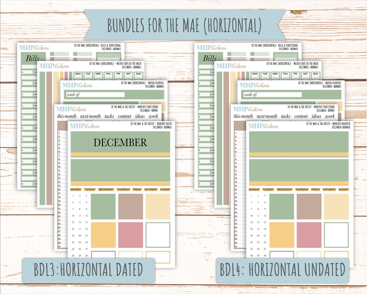 DECEMBER Stickers for The Mae & Kristy Laurel Denise Planners (formerly Book Bound Planner). Neutral Color || BBN