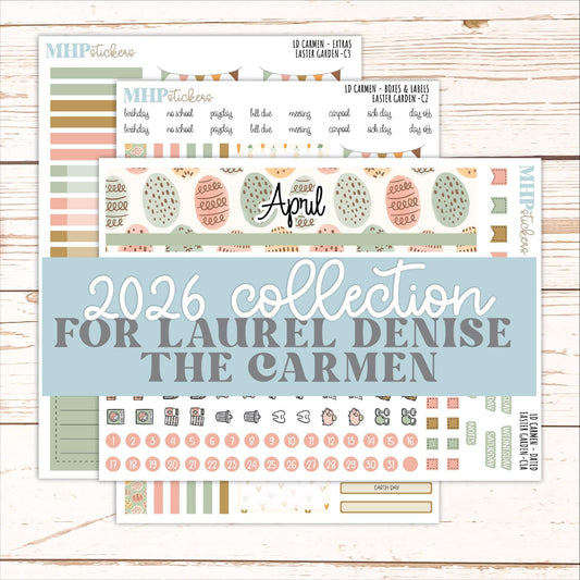 APRIL 2026 Stickers for The Carmen Laurel Denise Planner (Simply Month Planner). "Easter Garden" || C