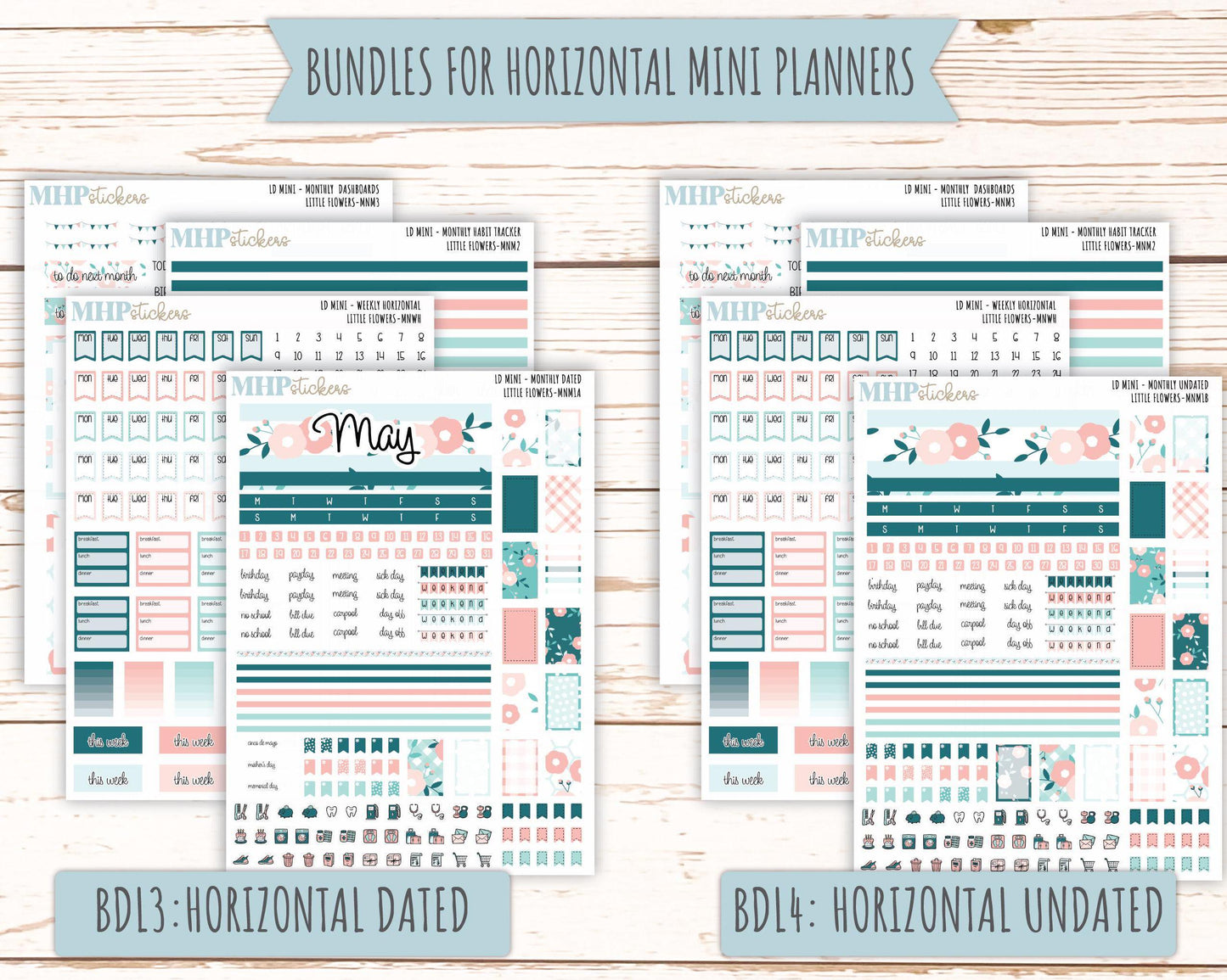 MAY 2025 Stickers for Small Horizontal & Vertical Laurel Denise Planners. (Formerly Mini Planner) "Little Flowers" || MNLF