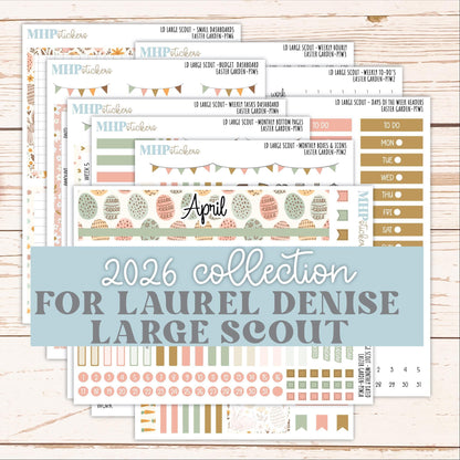 APRIL 2026 Stickers for the Large Scout Planner (formerly Portrait Planner). For Laurel Denise Planners "Easter Garden" ||PT