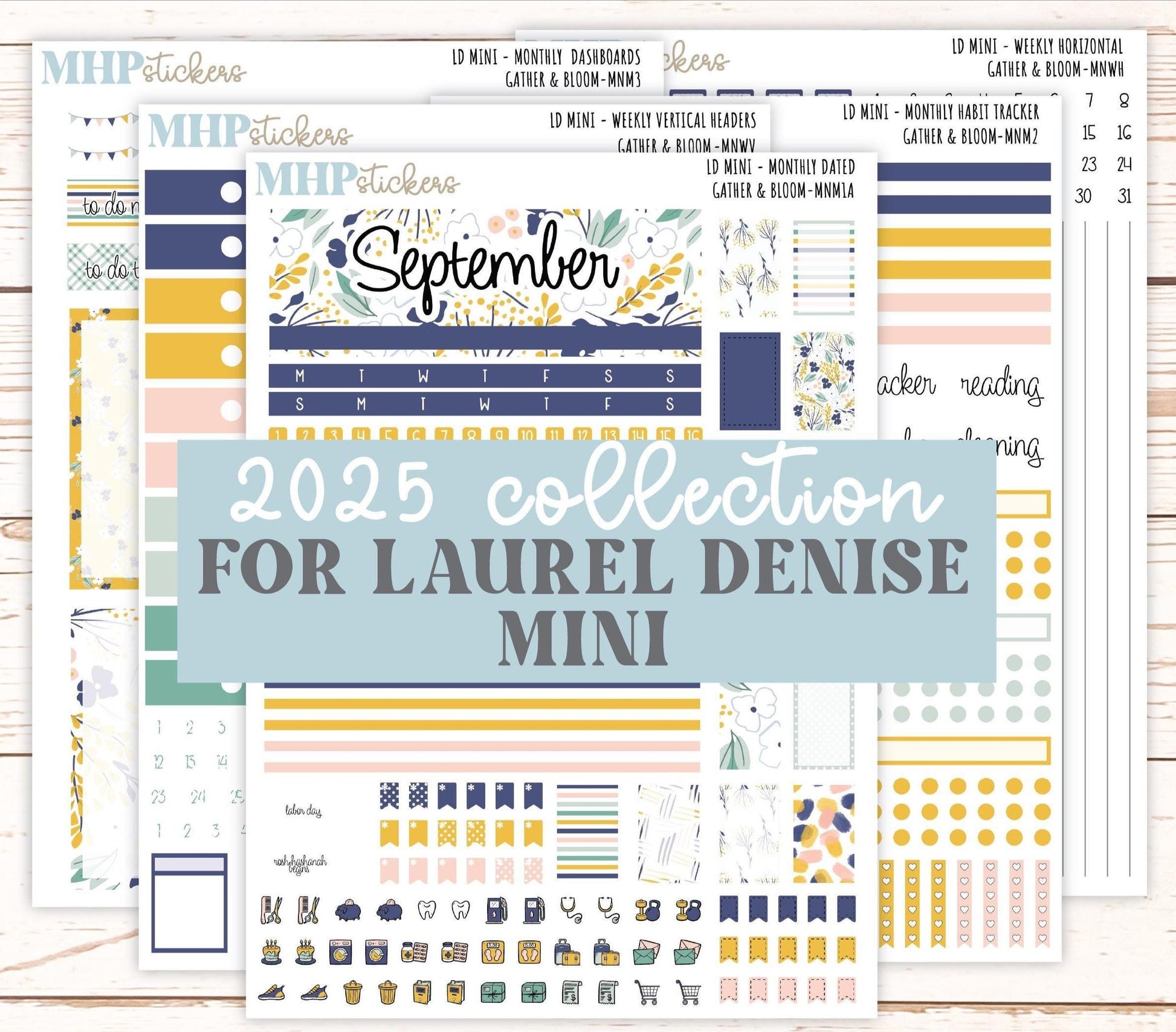 SEPTEMBER 2025 Stickers for Small Horizontal & Vertical Laurel Denise Planners. (Formerly Mini Planner) "Gather and Bloom" || MN