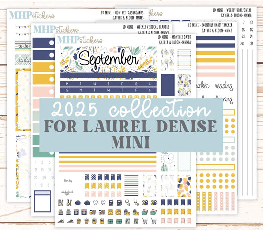 SEPTEMBER 2025 Stickers for Small Horizontal & Vertical Laurel Denise Planners. (Formerly Mini Planner) "Gather and Bloom" || MN