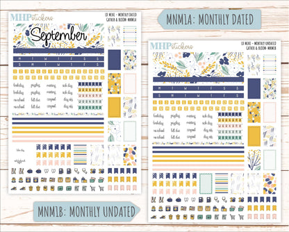 SEPTEMBER 2025 Stickers for Small Horizontal & Vertical Laurel Denise Planners. (Formerly Mini Planner) "Gather and Bloom" || MN