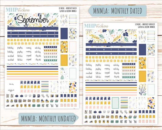 SEPTEMBER 2025 Stickers for Small Horizontal & Vertical Laurel Denise Planners. (Formerly Mini Planner) "Gather and Bloom" || MN