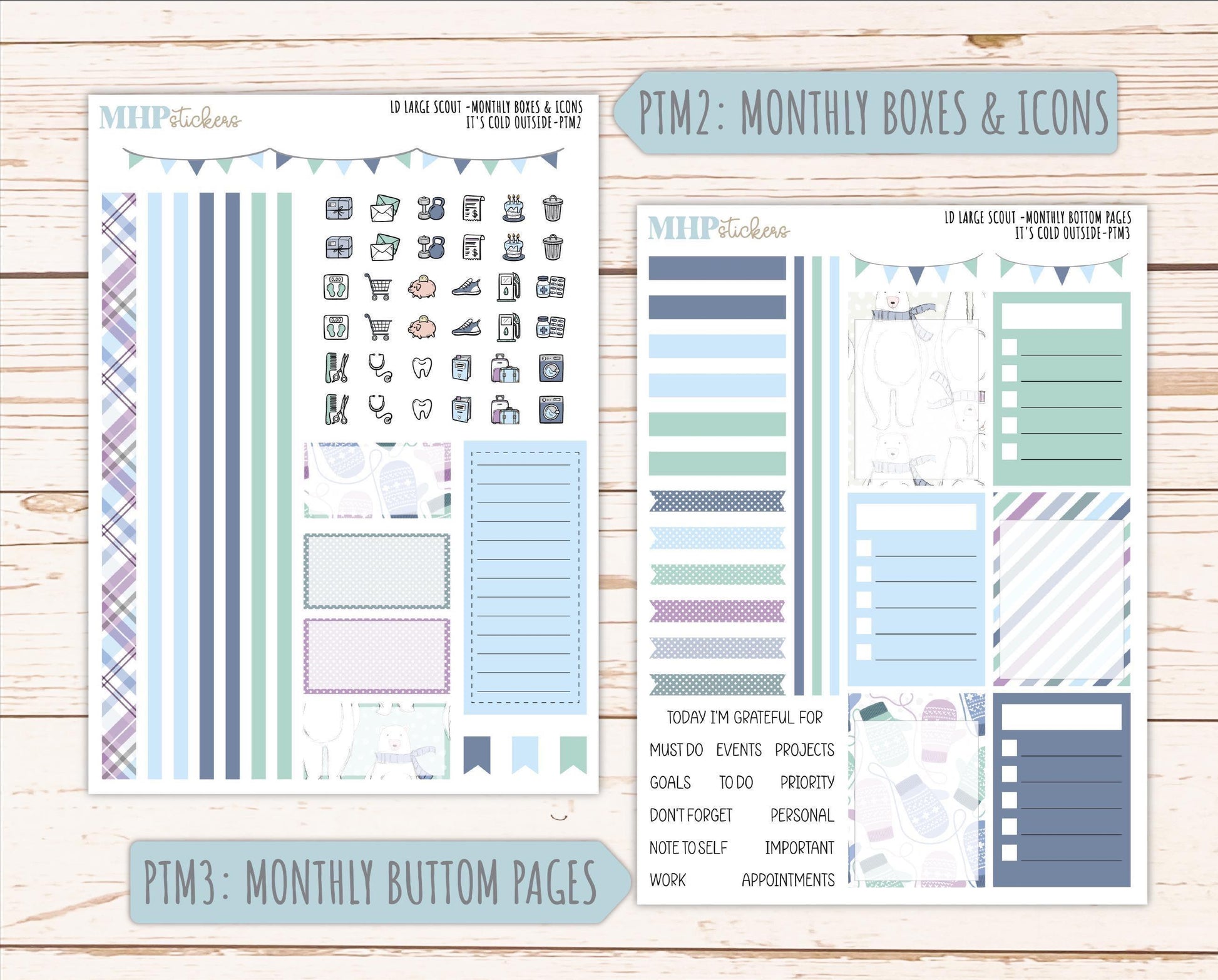JANUARY 2026 Stickers for the Large Scout Planner (formerly Portrait Planner). For Laurel Denise Planners "It's Cold Outside" ||PT