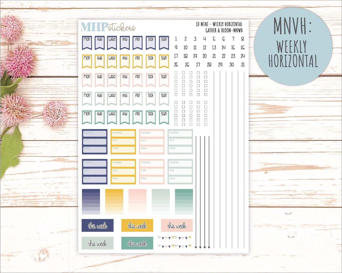 SEPTEMBER 2025 Stickers for Small Horizontal & Vertical Laurel Denise Planners. (Formerly Mini Planner) "Gather and Bloom" || MN