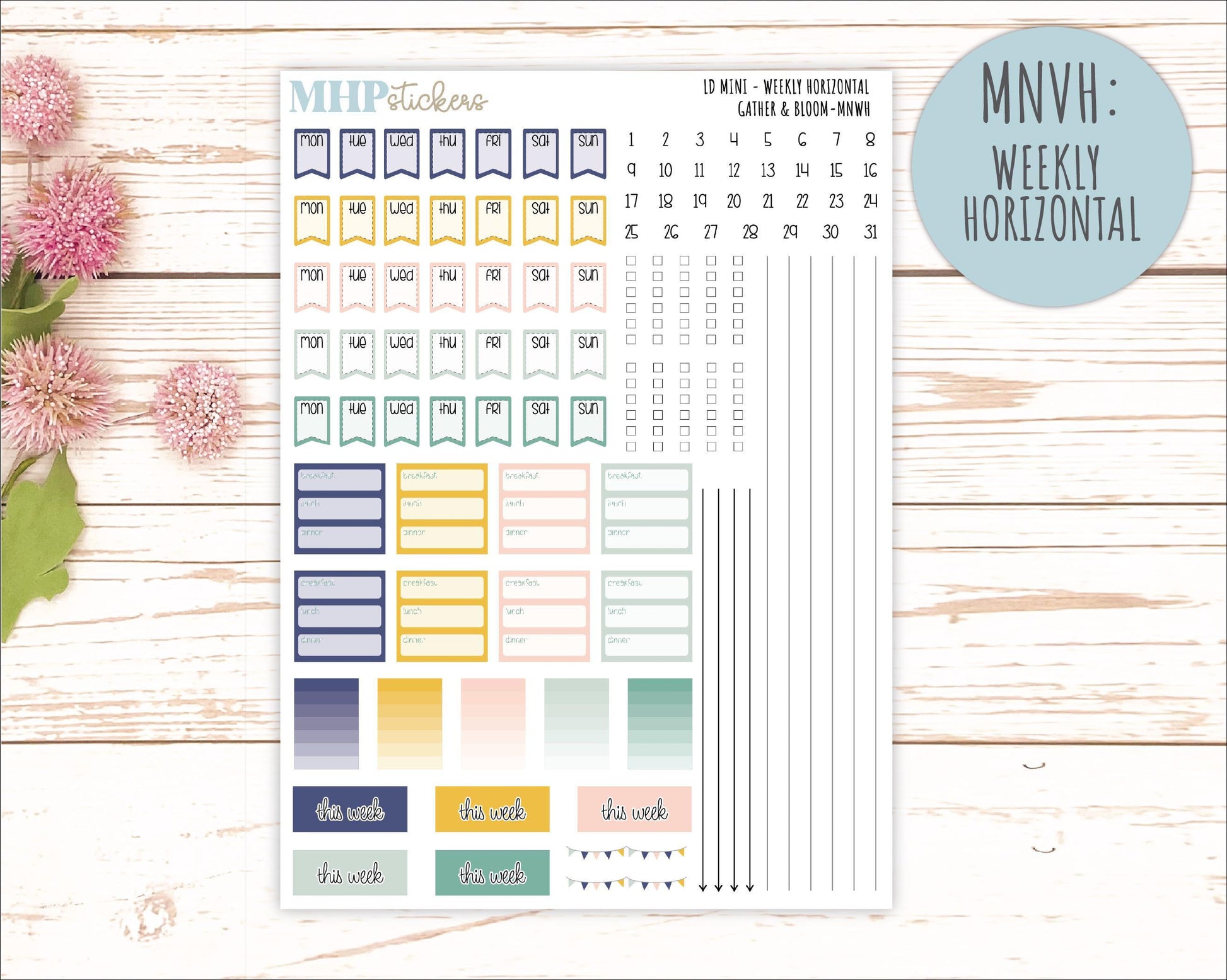 SEPTEMBER 2025 Stickers for Small Horizontal & Vertical Laurel Denise Planners. (Formerly Mini Planner) "Gather and Bloom" || MN