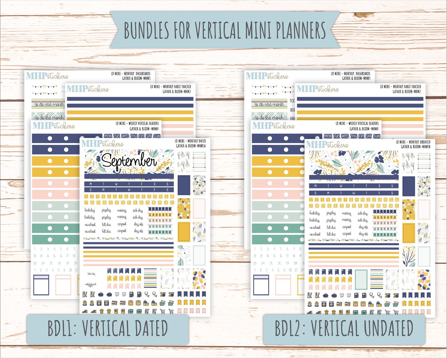 SEPTEMBER 2025 Stickers for Small Horizontal & Vertical Laurel Denise Planners. (Formerly Mini Planner) "Gather and Bloom" || MN