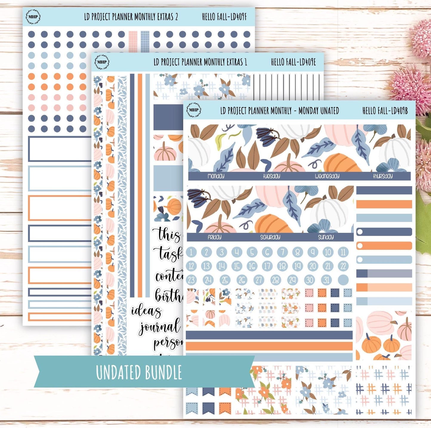 NOVEMBER Stickers for The Rose Large Laurel Denise Planner (Formerly Project Planner) "Hello Fall" || LD409HF