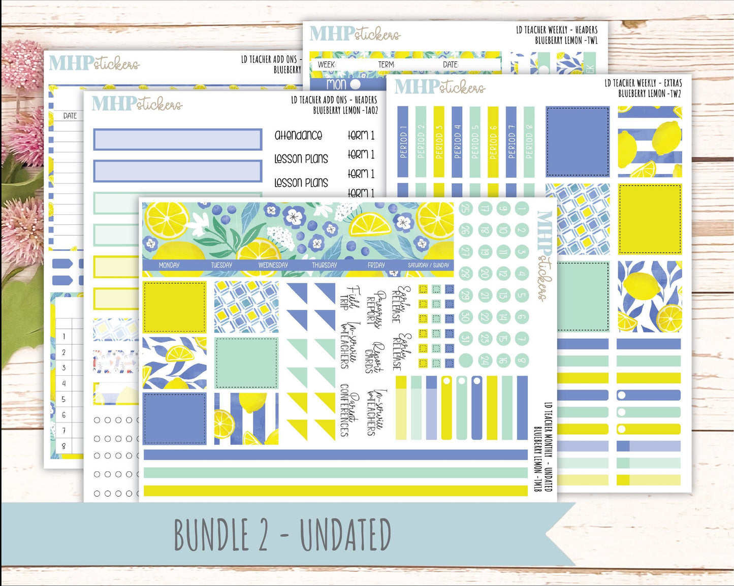 JULY Stickers for The Valerie Laurel Denise Planner (Formerly Teacher Planner) "Blueberry Lemon" || TBL