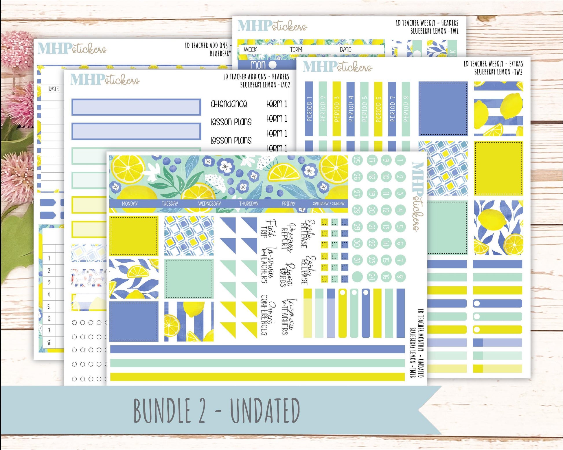 JULY Stickers for The Valerie Laurel Denise Planner (Formerly Teacher Planner) "Blueberry Lemon" || TBL
