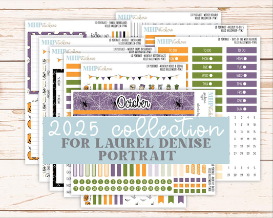 OCTOBER 2025 Stickers for The Scout Laurel Denise Planner (formerly Portrait Planner). "Hello Halloween" || PT