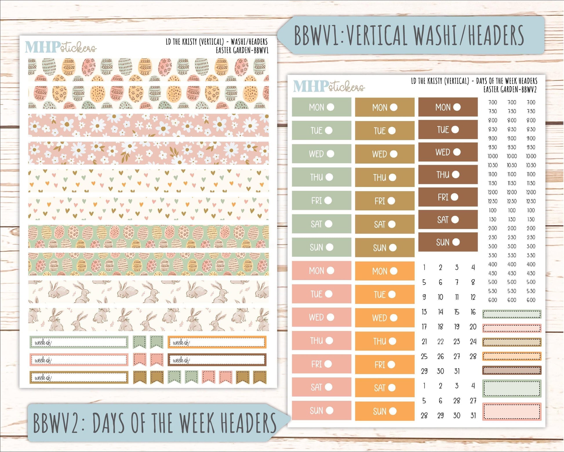 APRIL 2026 Stickers for the Mae & Kristy Laurel Denise Planners (Book Bound Planner) "Easter Garden" || BB