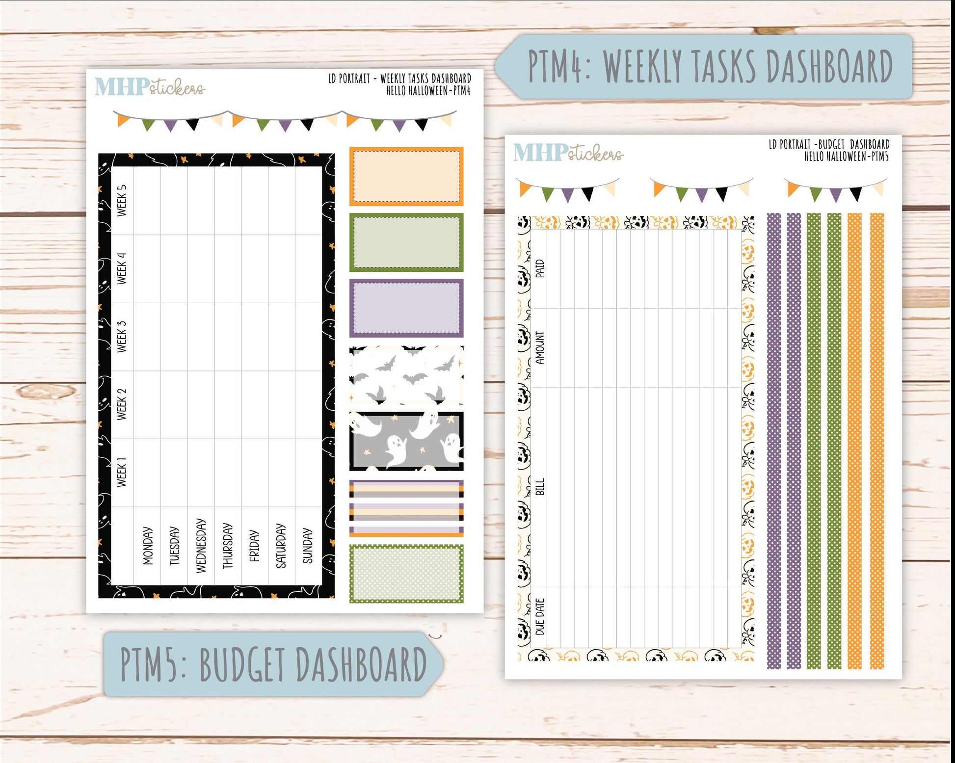 OCTOBER 2025 Stickers for The Scout Laurel Denise Planner (formerly Portrait Planner). "Hello Halloween" || PT