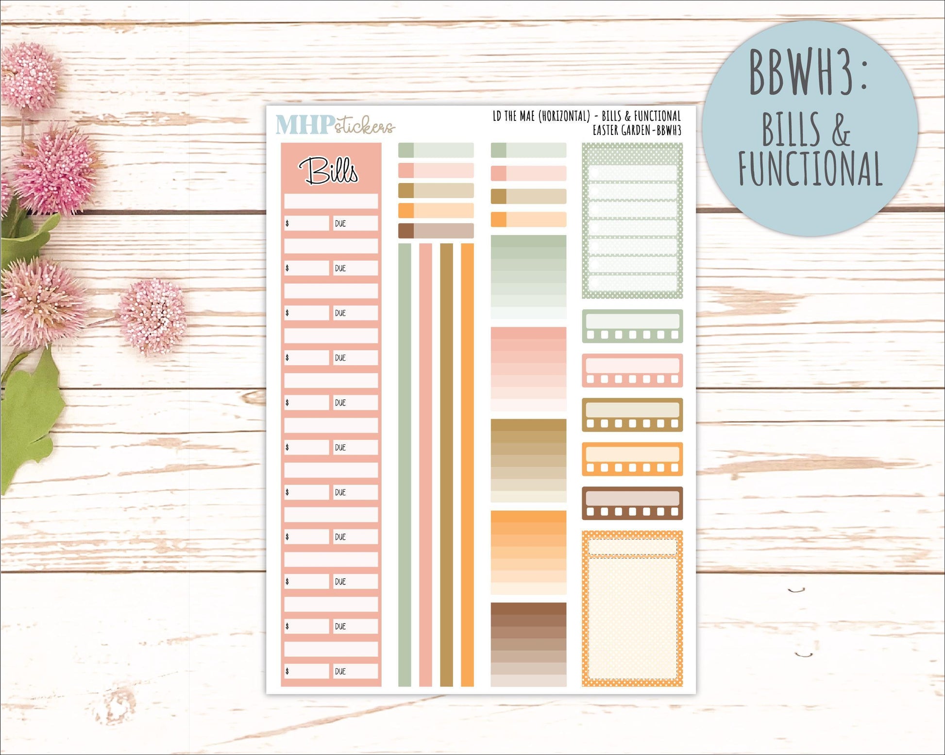APRIL 2026 Stickers for the Mae & Kristy Laurel Denise Planners (Book Bound Planner) "Easter Garden" || BB