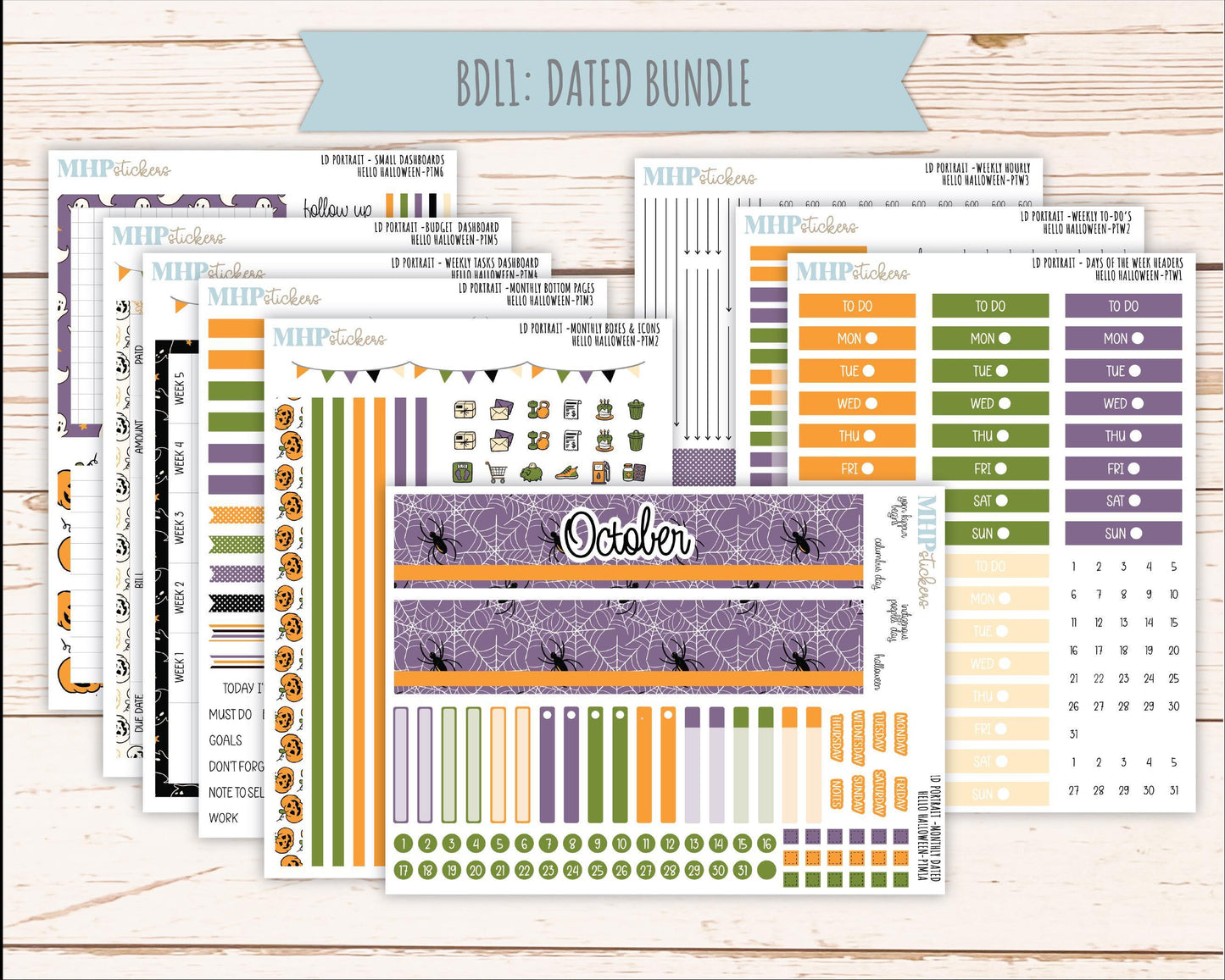 OCTOBER 2025 Stickers for The Scout Laurel Denise Planner (formerly Portrait Planner). "Hello Halloween" || PT