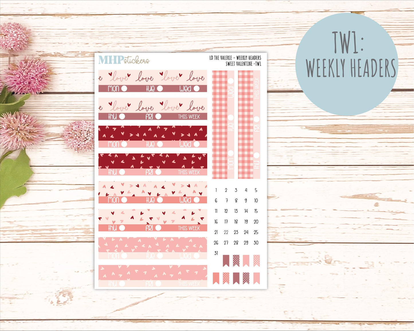 FEBRUARY Stickers for The Valerie Laurel Denise Planner (Formerly Teacher Planner) "Sweet Valentine" || TC