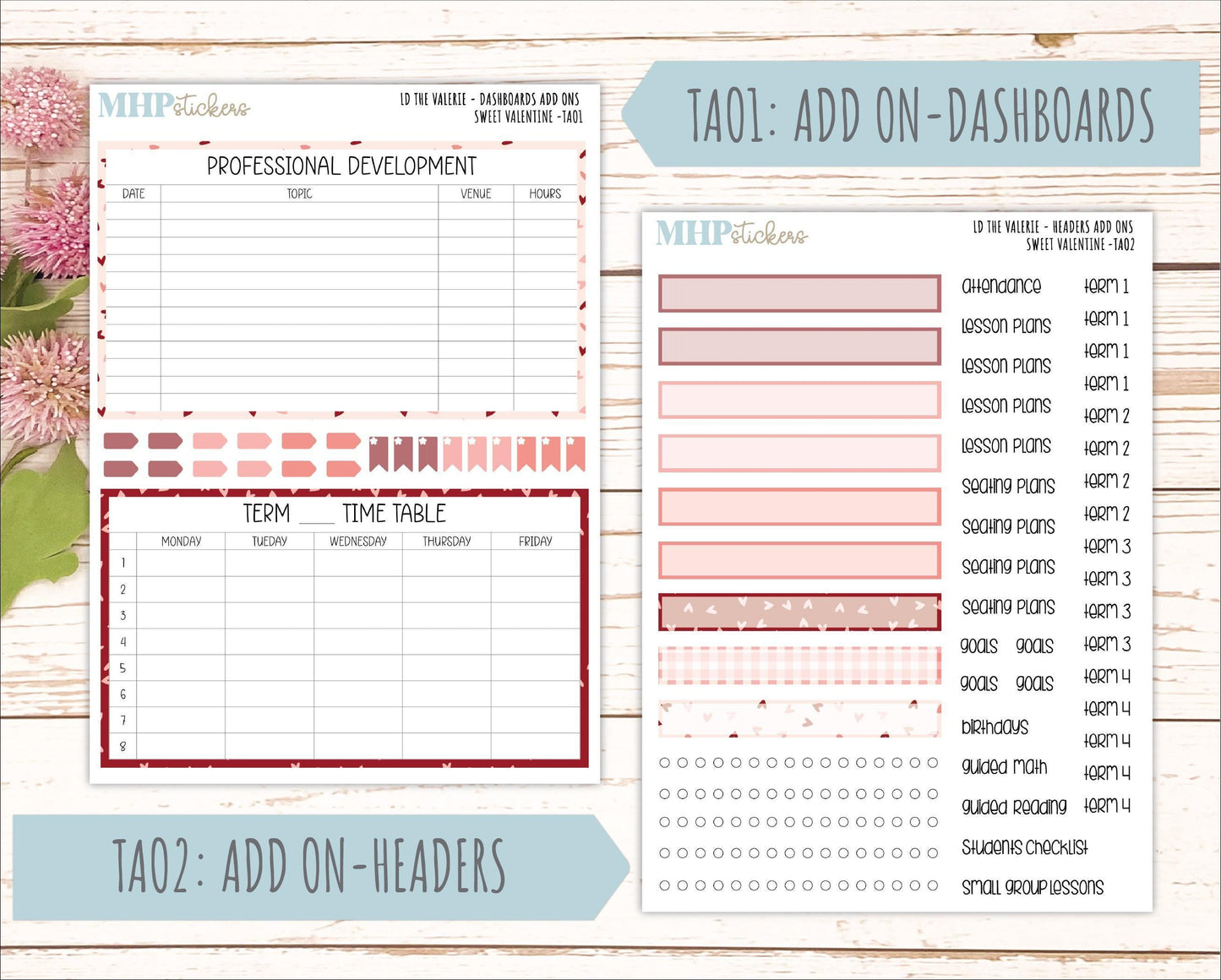 FEBRUARY Stickers for The Valerie Laurel Denise Planner (Formerly Teacher Planner) "Sweet Valentine" || TC