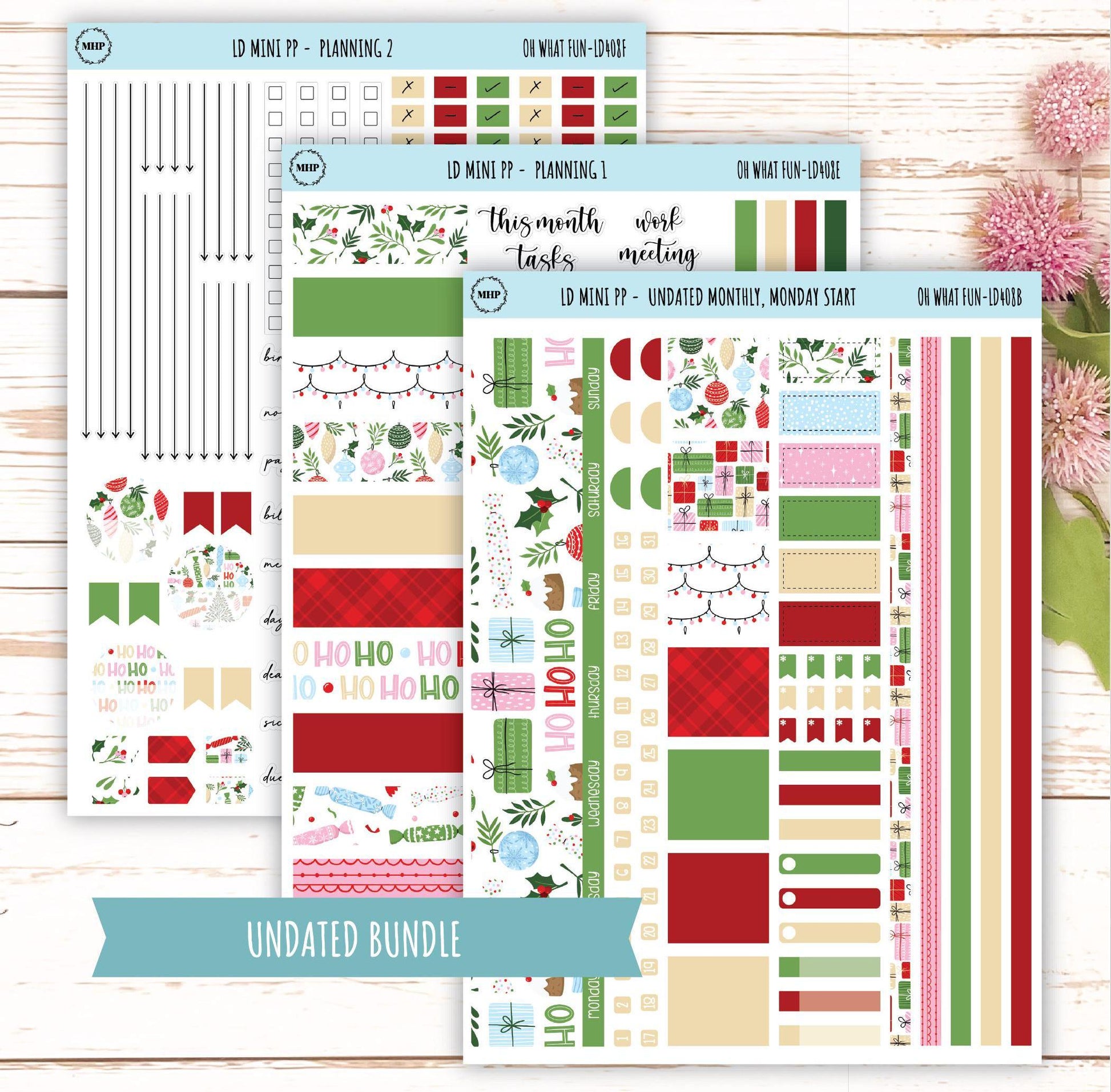 DECEMBER Stickers for The Rose Small Laurel Denise Planner (Formerly Mini Project Planner) "Oh What Fun" || LD408OWF