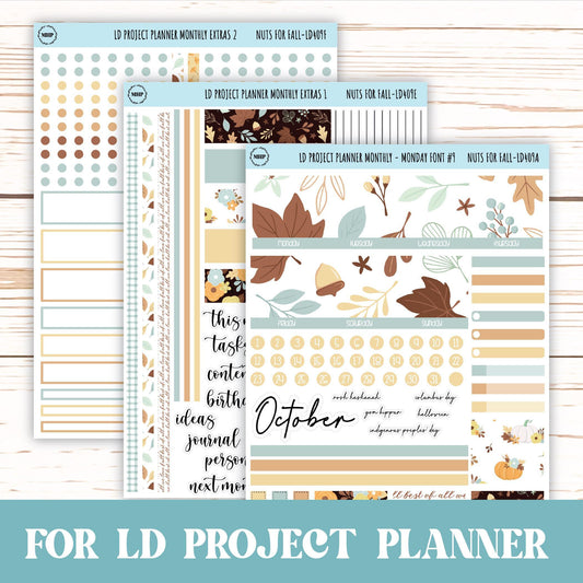 OCTOBER Stickers for The Rose Large Laurel Denise Planner (Formerly Project Planner) "Nuts for Fall" || LD409NF