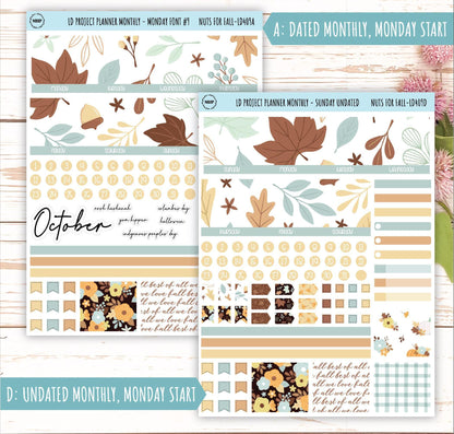 OCTOBER Stickers for The Rose Large Laurel Denise Planner (Formerly Project Planner) "Nuts for Fall" || LD409NF