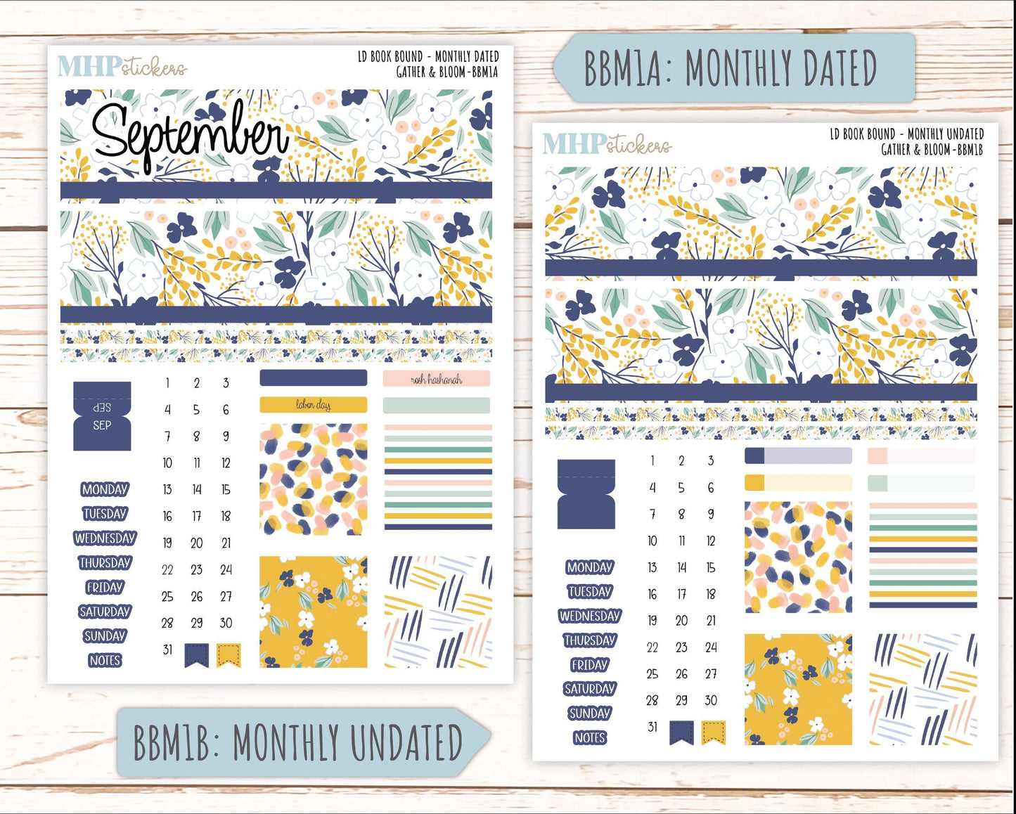 SEPTEMBER 2025 Stickers for The Mae & The Kristy Laurel Denise Planners ( Formerly Book Bound Planner) "Gather and Bloom" || BB