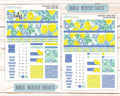 July 2025 Stickers for The Mae & The Kristy Laurel Denise Planners ( Formerly Book Bound Planner) "Blueberry Lemon" || BB