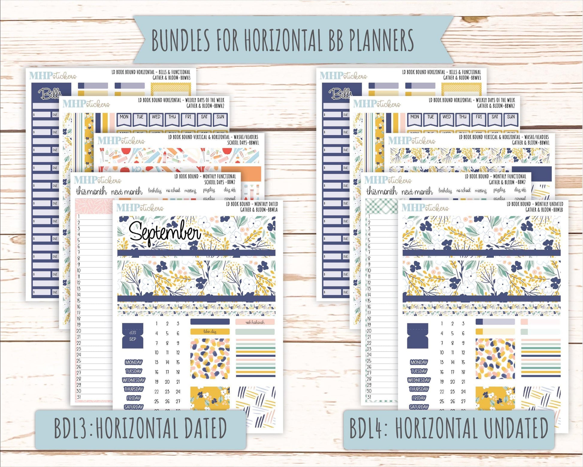 SEPTEMBER 2025 Stickers for The Mae & The Kristy Laurel Denise Planners ( Formerly Book Bound Planner) "Gather and Bloom" || BB