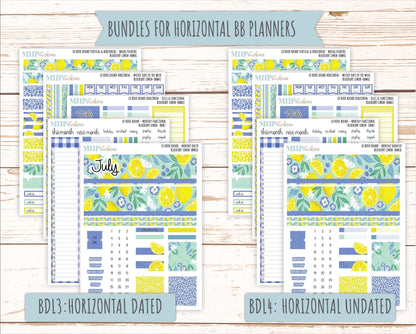 July 2025 Stickers for The Mae & The Kristy Laurel Denise Planners ( Formerly Book Bound Planner) "Blueberry Lemon" || BB