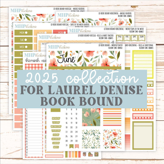 June 2025 Stickers for The Mae & The Kristy Laurel Denise Planners ( Formerly Book Bound Planner) "Bloom Time" || BB