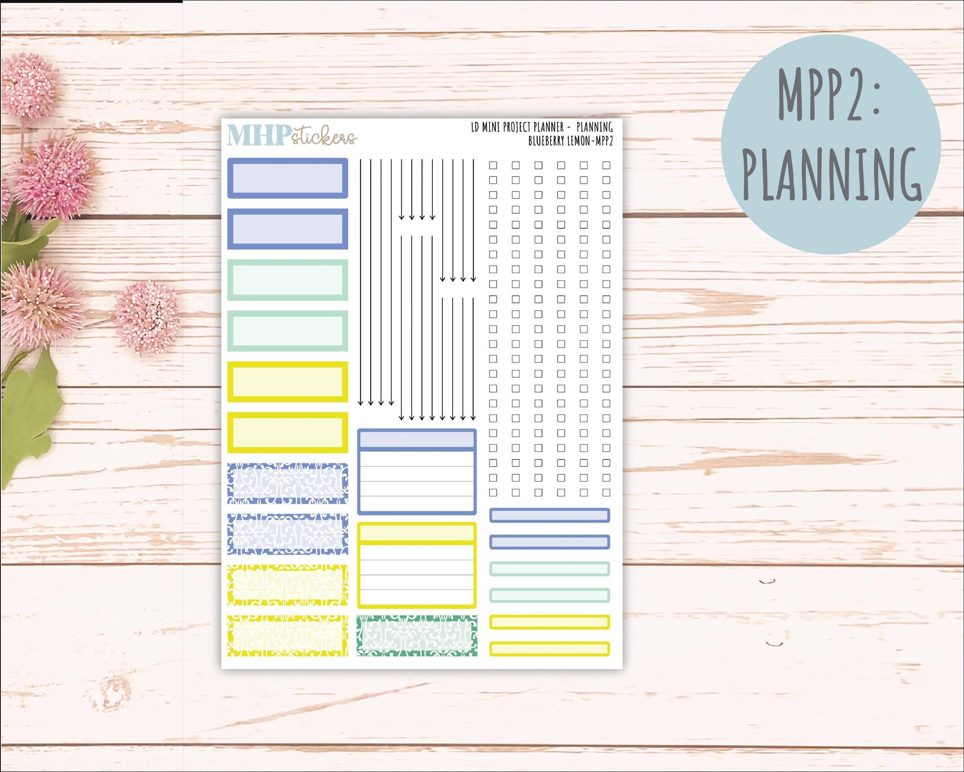 JULY 2025 Stickers for The Rose Small Laurel Denise Planner (Formerly Mini Project Planner) "Blueberry Lemon" || MPPBL