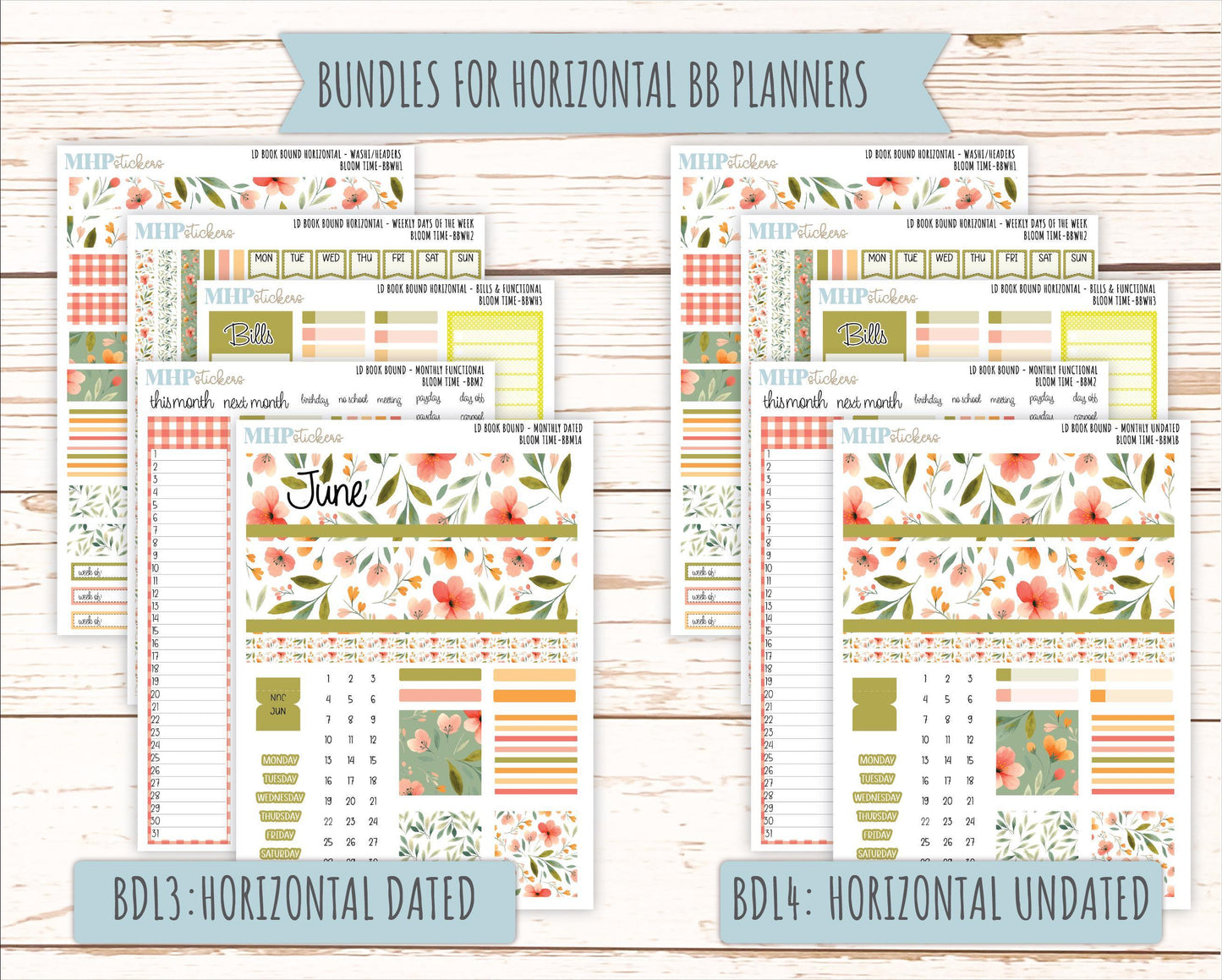 June 2025 Stickers for The Mae & The Kristy Laurel Denise Planners ( Formerly Book Bound Planner) "Bloom Time" || BB