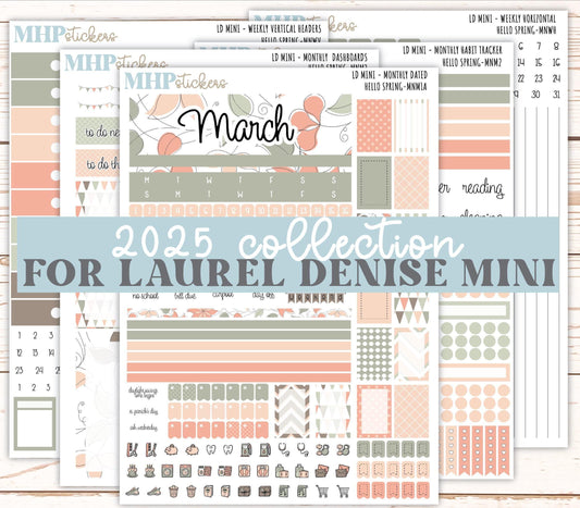MARCH 2025 Stickers for Small Horizontal & Vertical Laurel Denise Planners. (Formerly Mini Planner) "Hello spring" || MNHS