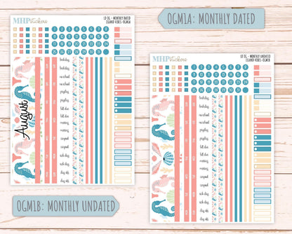 AUGUST 2025 Stickers for Large size Horizontal & Vertical Laurel Denise Planners. (Formerly Original Size) "Island Vibes" || OGH4