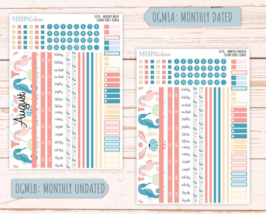AUGUST 2025 Stickers for Large size Horizontal & Vertical Laurel Denise Planners. (Formerly Original Size) "Island Vibes" || OGH4