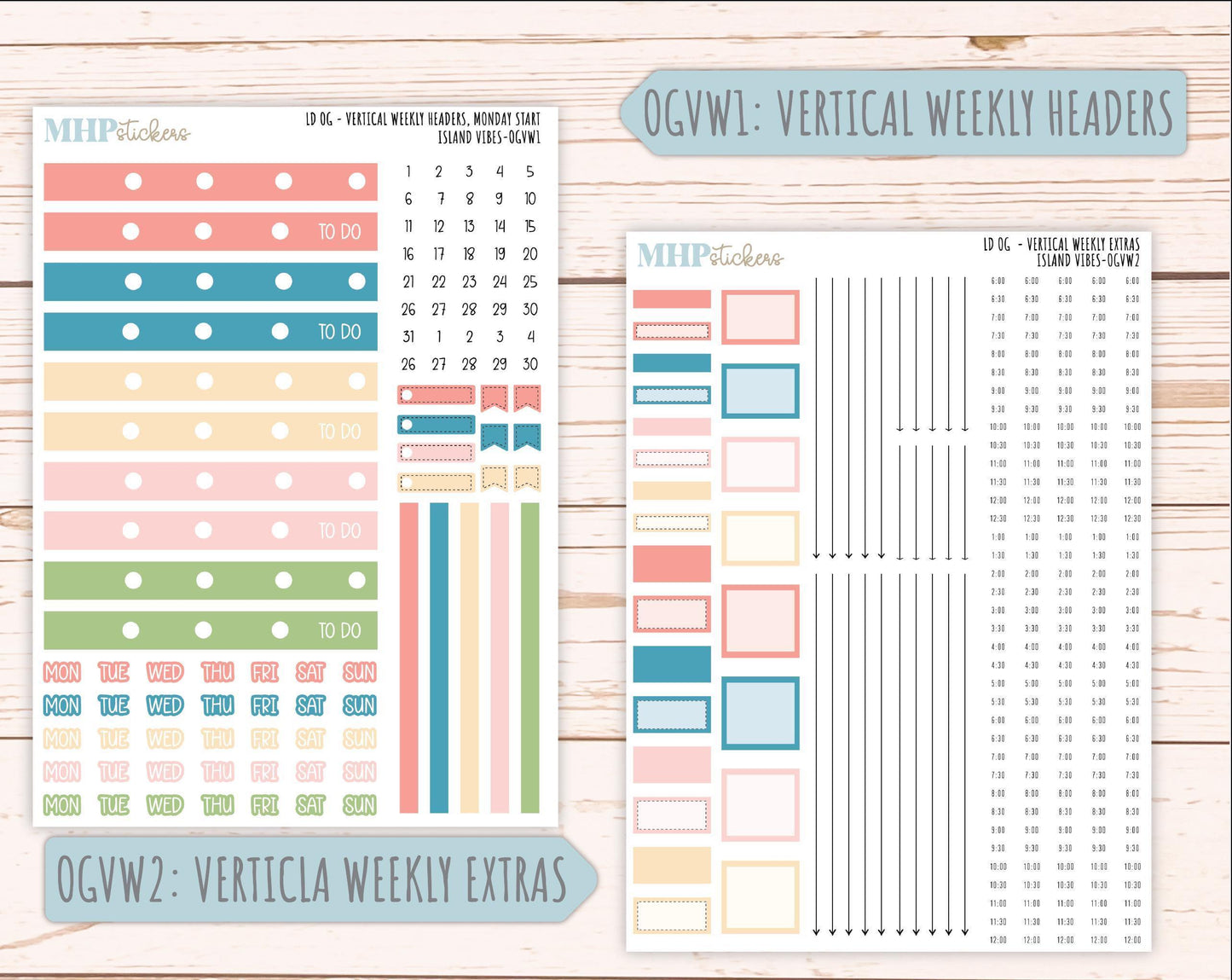 AUGUST 2025 Stickers for Large size Horizontal & Vertical Laurel Denise Planners. (Formerly Original Size) "Island Vibes" || OGH4
