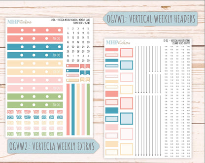 AUGUST 2025 Stickers for Large size Horizontal & Vertical Laurel Denise Planners. (Formerly Original Size) "Island Vibes" || OGH4