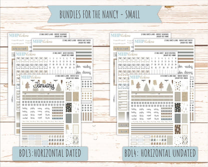 JANUARY 20265 Stickers for Small Nancy & Anne Laurel Denise Planners. (Formerly Mini Planner) "January Frost" || MN