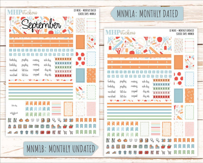 SEPTEMBER 2025 Stickers for Small Horizontal & Vertical Laurel Denise Planners. (Formerly Mini Planner) "School Days" || MN