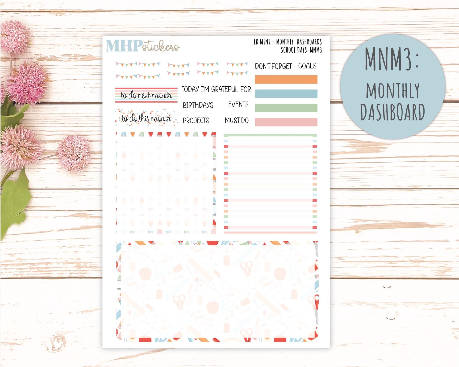 SEPTEMBER 2025 Stickers for Small Horizontal & Vertical Laurel Denise Planners. (Formerly Mini Planner) "School Days" || MN