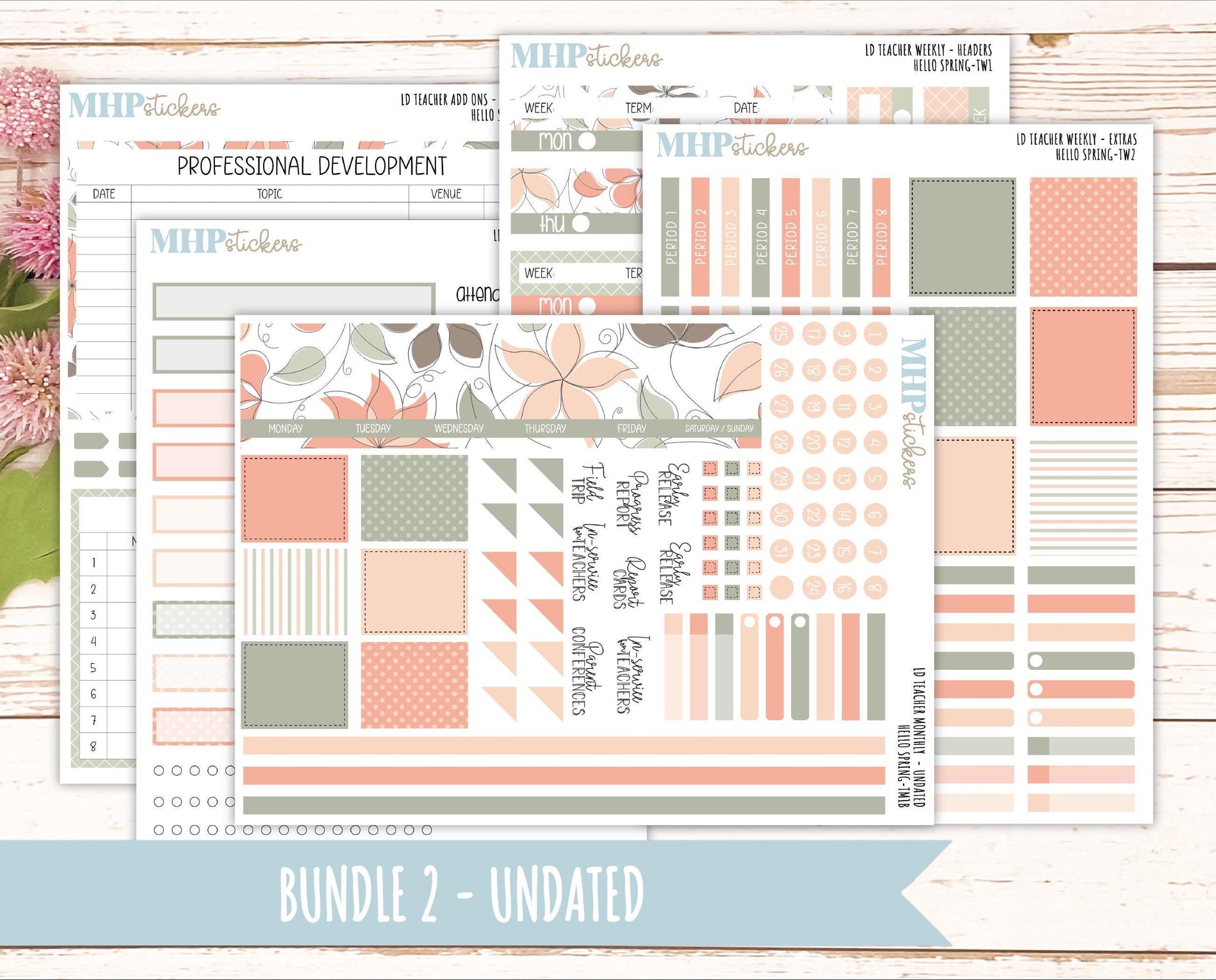 MARCH Stickers for The Valerie Laurel Denise Planner (Formerly Teacher Planner) "Hello Spring" || THS
