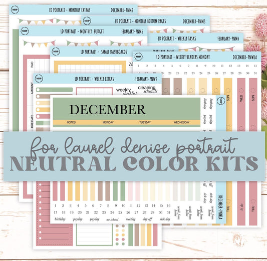 DECEMBER Stickers for The Scout Laurel Denise Planner (formerly Portrait Planner). Neutral Color || PN